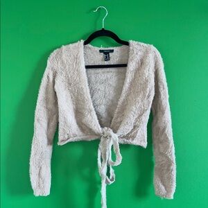 Fuzzy Forever 21 Wrap Tie Front Sweater